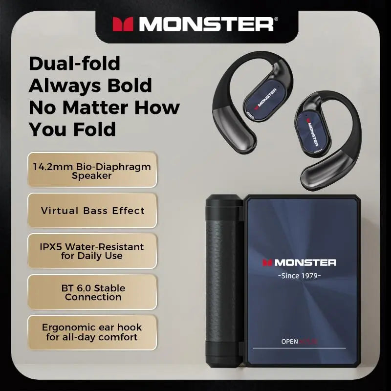 Monster Open-Ear Bluetooth Headset 🎧🔋