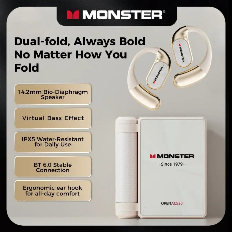 Monster Open-Ear Bluetooth Headset 🎧🔋